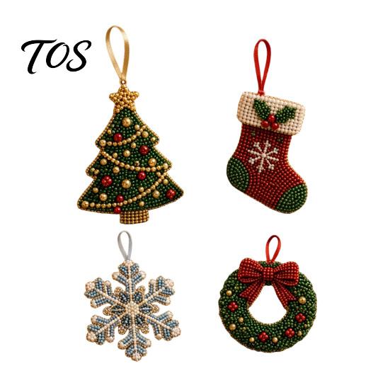 Kit per Artigianato con Perline Albero di Natale Decorazione, Kit Fai da Te per Creare Ghirlanda Fiocco di Neve Calza, Kit Festivo per Adulti, Decorazione Festiva Fatta a Mano