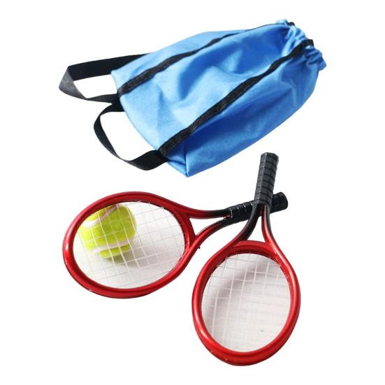

1 Set Dollhouse Tennis Set Realistic Small Miniature Tennis Racket Ball Model for Micro Landscape Sets