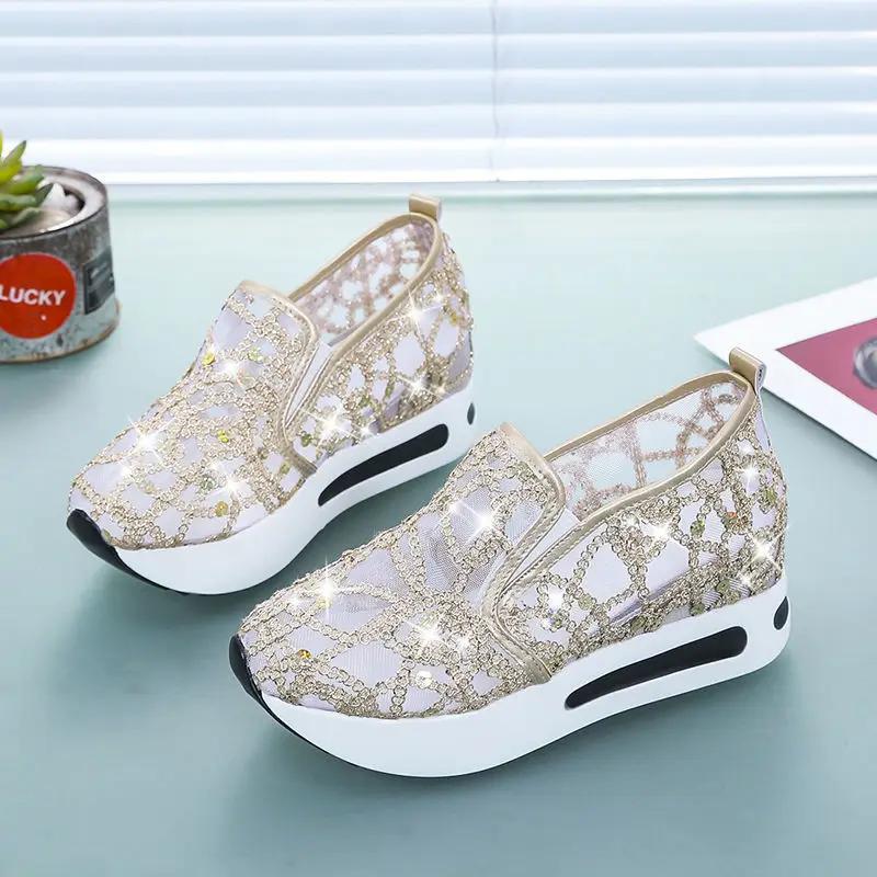 Fashion Designer Luxury Mesh Breathable High On Platform Women's Shoes Aesthetic 39 Comfortable and Elegant Y2k Fashion Ladies Footwear