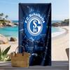 Telo Mare Personalizzato Stampato Schalke 04 FC Logo Calcio Supporto Nome Personalizzato Testo Asciugamano Assorbente Per Sport Viaggio Regalo Speciale