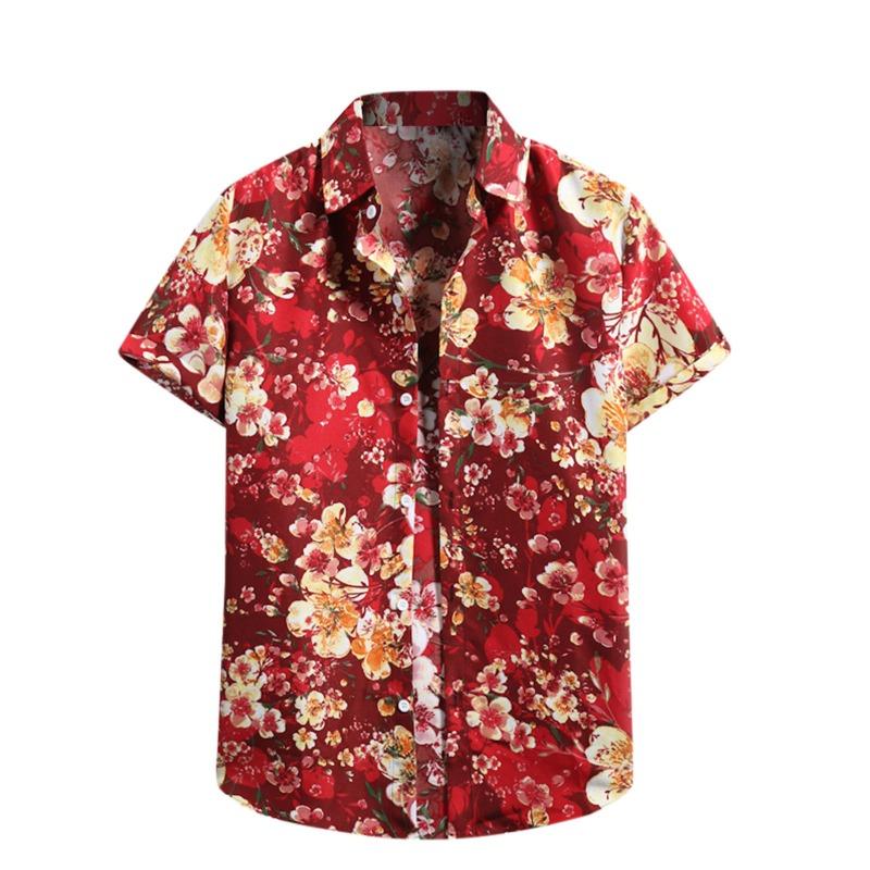 Men's Casual Shirt 3D Music Note Printed Hawaiian Men's Short Sleeve Lining