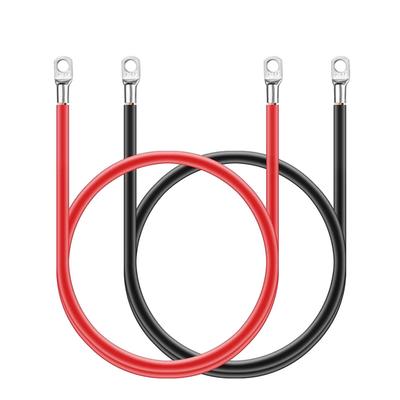 Battery Inverter Cable Set with Terminals 5AWG Stranded Copper Cord Solar Power Connection Wire with Lug