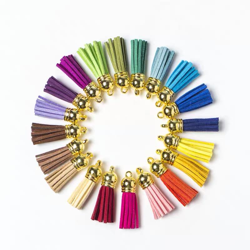 New 10pcs 38mm Vintage Leather Tassels DIY Keychain Cellphone Straps Pendant Tassels for Jewelry Earrings Findings Accessories