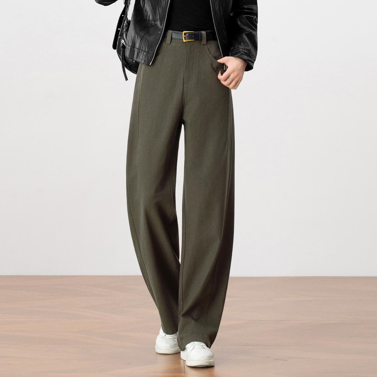 

Women s High-Waisted Lyocell Tencel Wide-Leg Pants - Autumn 2025 30 армия зеленый