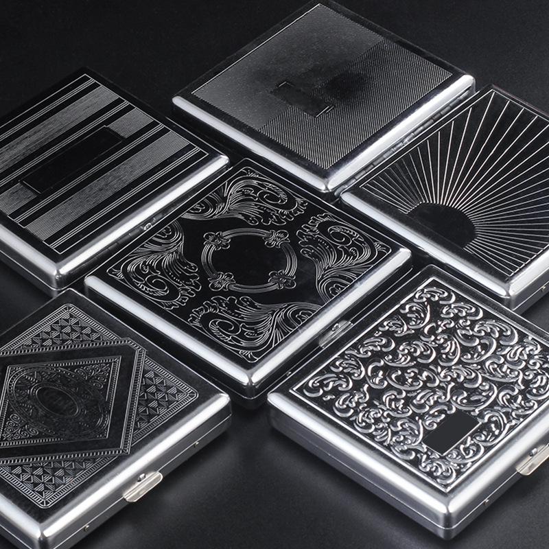 20PCS Metal Cigarette Box Stainless Steel Embossed Portable Cigarette Case Personalized Fashionable Storage Box Smoking Tool