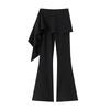 Women's 2026 Spring High-waisted Micro-flare Pants with Ribbon Detail: Slimming, Elastic, and Stylish