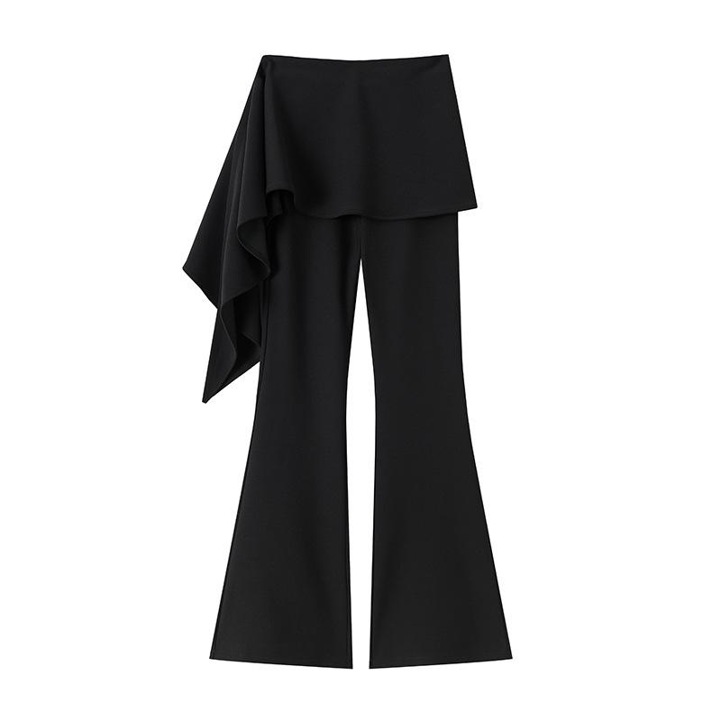 Women's 2026 Spring High-waisted Micro-flare Pants with Ribbon Detail: Slimming, Elastic, and Stylish