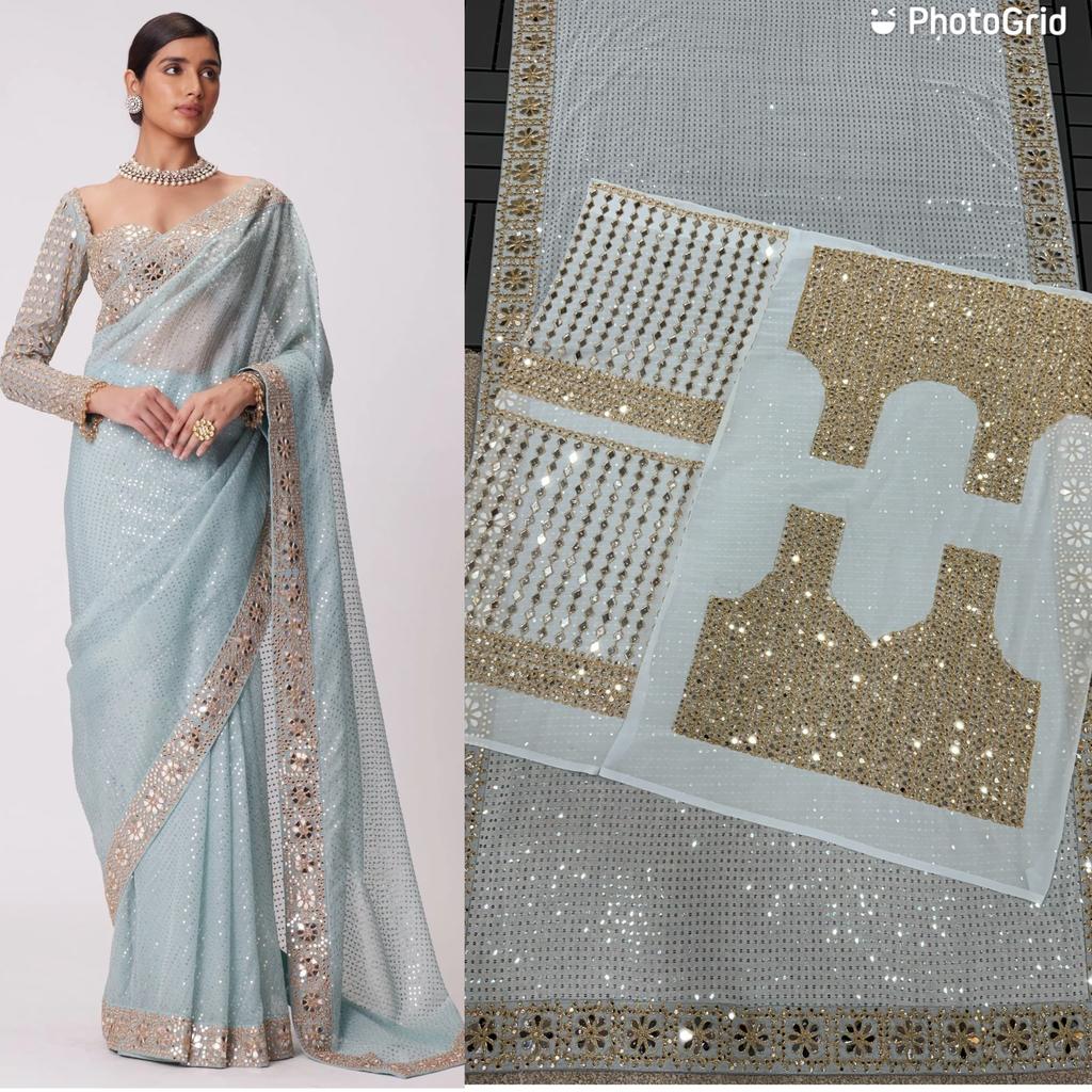 Chemisier indien pakistanais BlockBuster Original Mirror Design Sari pour femmes Bollywood Ethnic Saree