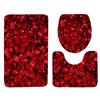 Rose Petal Series Printed Toilet Floor Mat Three-piece Bathroom Slip Carpet Set