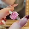 Vintage Mittelalterlicher Stil Täglicher Fetter Rechteckiger Rosa Diamant Eisblumenschliff Ring Hoher Sinn Hochkarätiger Diamant Blauer Spinell Damenring