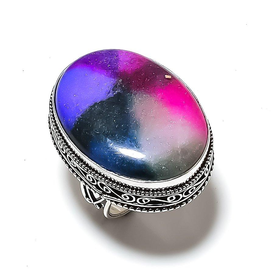 Rainbow Solar Quartz Gemstone 925 Sterling Silver Jewelry Ring Size 9