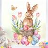 Easter Tulips, Eggs, Butterfly and Bunny Static Cling Window Stickers No Glue Removable for Bedroom Living Room Study Holiday Decor