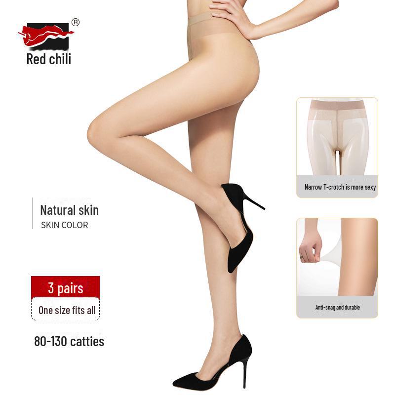 Red Pepper Anti-Snag 15D Silk Stockings for Women - Durable, Thin, Narrow T-Crotch Pantyhose with Skin Care Benefits