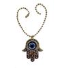 LUCKBOOSTIUM Hamsa Hand Amulet Pendant w/Crystal Rhinestones - Blue, White & Black Evil Eye Car Hanging Ornament - Rear