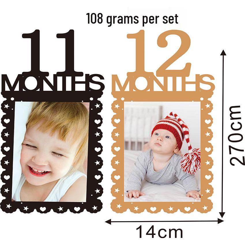 12-Month Photo Bunting for Baby s First Birthday Celebration Pink