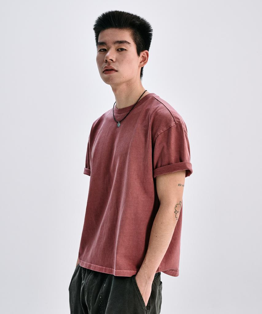 TAKEASY [Special Feature] (Cotton 270G) Pigment Crop T-Shirt - 3 Colors