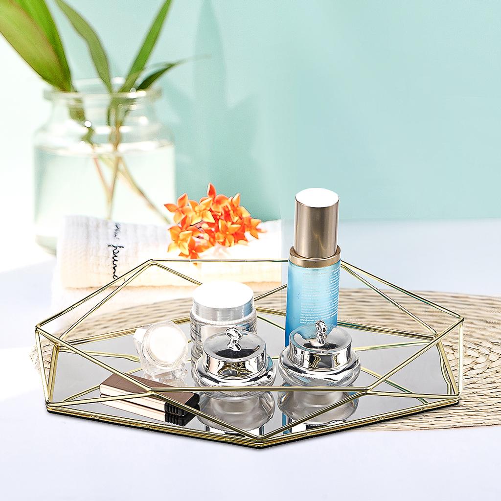 Vintage Europäische Bunte Glas Metall Dekor Tablett Obst Lebensmittel Platte Desktop Schmuck Display Tablett Spiegel Küche Lagerung Container