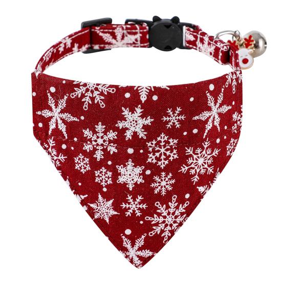 Durable Non-Fading Cartoon Pattern Pet Neck Strap Santa Claus Triangular Scarf Cat Supplies