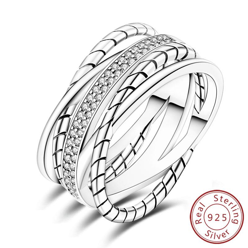 New Original 925 Sterling Silver Rings Stackable Infinite Silver Zircon Ring For Women Wedding Anniversary Birthday Jewelry Gift