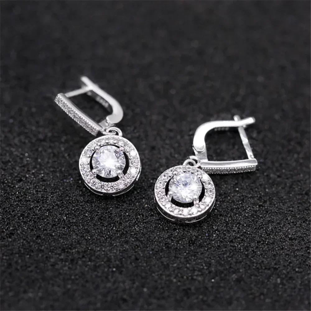 Huitan Drop Earring With Brilliant Round Cutting Cubic Zirconia Fashion Jewelry Engagement Wedding Earrings For Women