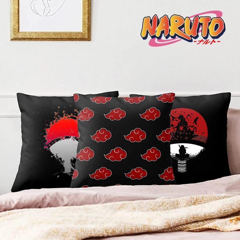 Anime Naruto Printed Pillow Case Red Cloud Uchiha Itachi Action Figures Square Pillow Covers Cushion Sofa Decor Cover Toys Gift