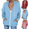 Thickened Hooded Sweatshirt Coat for Women Long Sleeve with Pockets Zipper Placket Solid Color Outerwear Spring Autumn