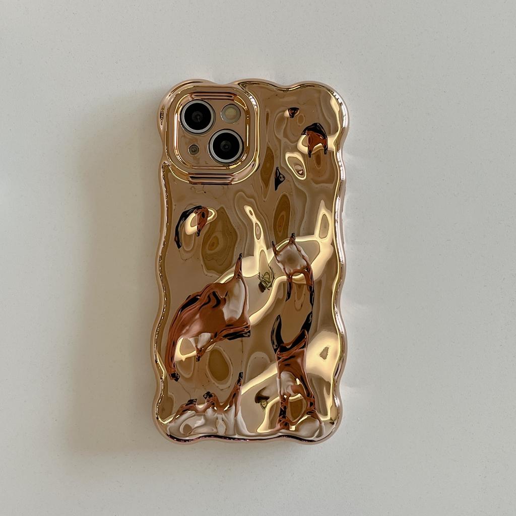 Stylische einfarbige stereoskopische Wellen-Knitter-Blasen-Handyhülle für iPhone 17 16 15 14 13 12 11 Pro Max Plus 17 Air