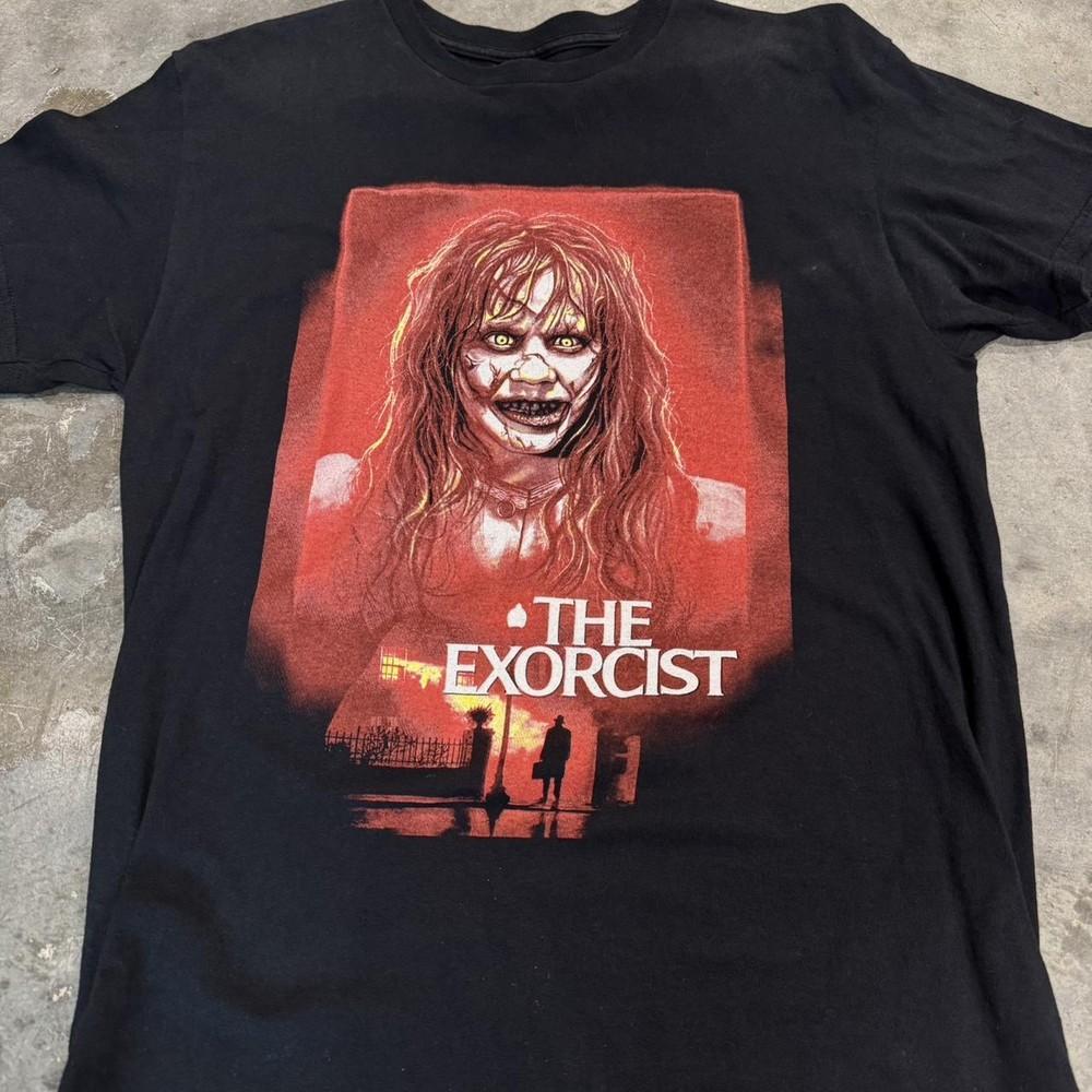 Редкая Хоррор-футболка с коротким рукавом «Изгоняющий дьявола» Черная Унисекс Футболка Репринт KH13732 Унисекс Футболка XL