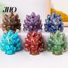 Desktop Fox Figurine Natural Stone Nine-tailed Foxes Positive Healing Energy Hand-carved Colorful Faux Ornament Crystal Sitting Animal Statue