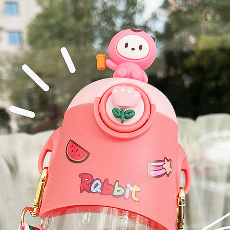 

Соломенная чашка PC PP Силикон 600 мл Вместимость Милый стиль Портативная бутылка с соломинкой для школы офиса дома Розовая розовый