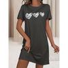 Women'S Spring Summer New Style, Black And White Cat Print Short Sleeve