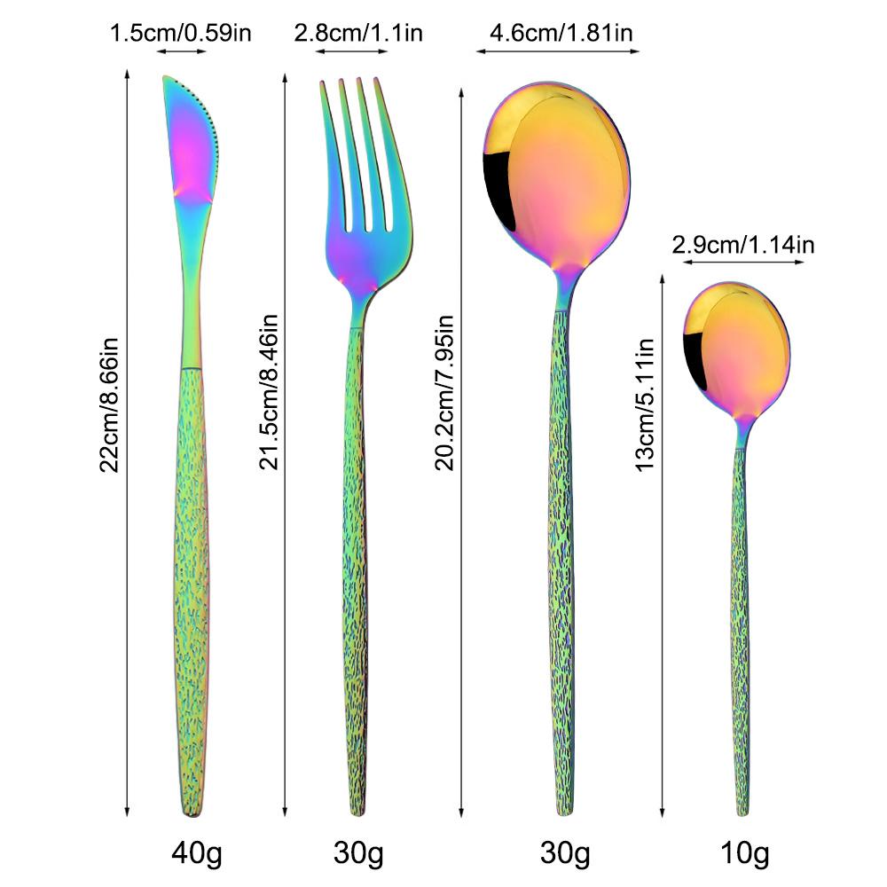24Pcs Black Western Dinnerware Set Stainless Steel Cutlery Set Fork Steak Knife Spoon Tableware Set Flatware Silverware Set