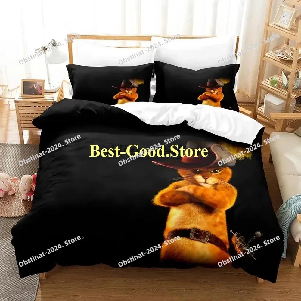 Wolf PUSS IN BOOTS Bedding Set Printed Bed Set With Pillowcase Bed Duvet Cover Soft Single Double Queen Super King Size