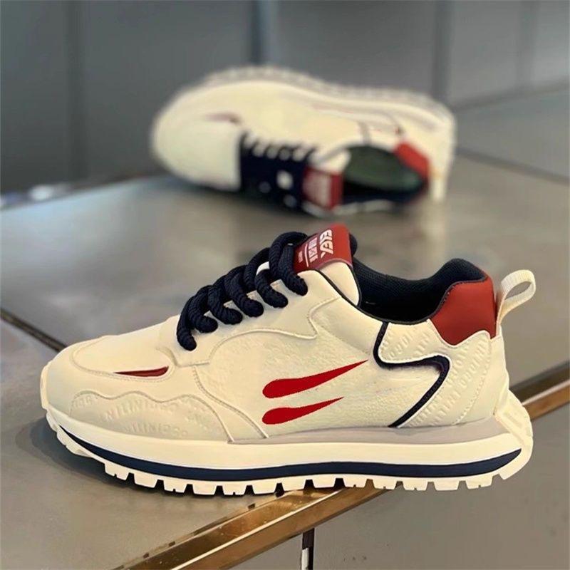 2025 New Men Sneakers Leather Mens Shoes Trendy Designed Personality Pattern Training Sports Shoes Incressed Male Tennis Shoes