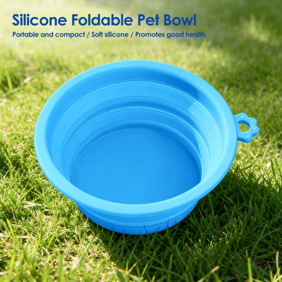 Ciotola Pieghevole per Cani, Ciotola Pieghevole per Gatti con Moschettone, Ciotola Portatile in Silicone per Animali Domestici Cani Gatti Viaggio Campeggio