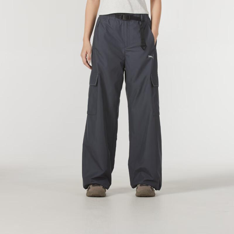 Puma Lace-Up Breathable Solid Color Loose Multi-Pocket Cargo Pants Women pants Gray 629735-69