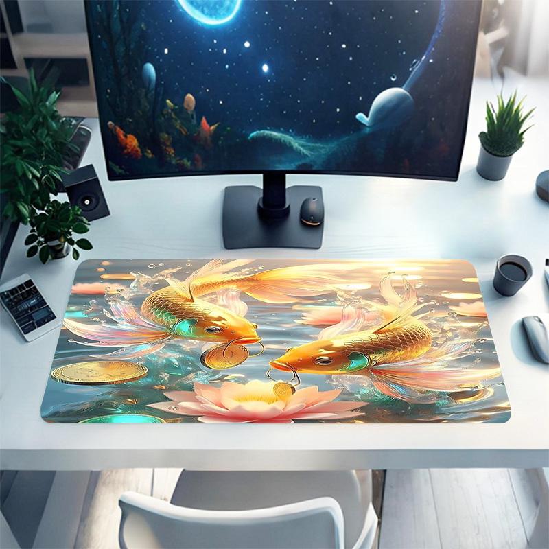 1PC Fish Money Oversized Mouse Pad - Non-Slip Rubber Base Perfect for Office School Esports Home Decor Desk Mat 241A