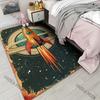 Retro Iron Spaceship Carpet for Living Room Bedroom Bedside Floor Mat Sofa Table Area Rugs Home Decor Large Size Machine Wash