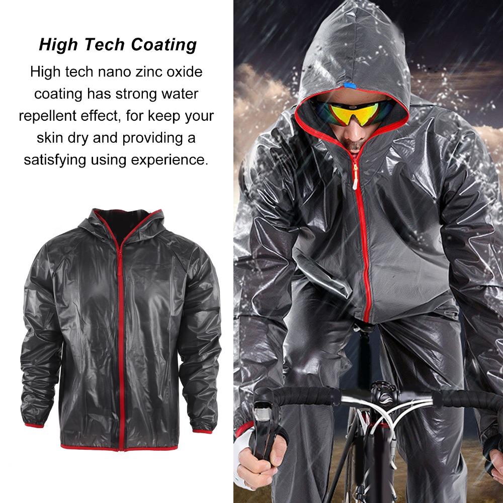 Elastic Fabric Cycling Rain Jacket Dark Grey Rain Coat Easy To Carry Rain Over Jacket  Travel Use