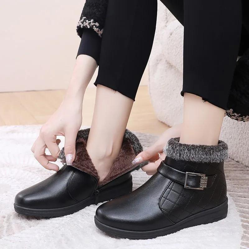 Cotton Shoes Women's Winter Plus Velvet Thick Snow Boots Wear-resistant Non-slip Thick-soled Short Boots