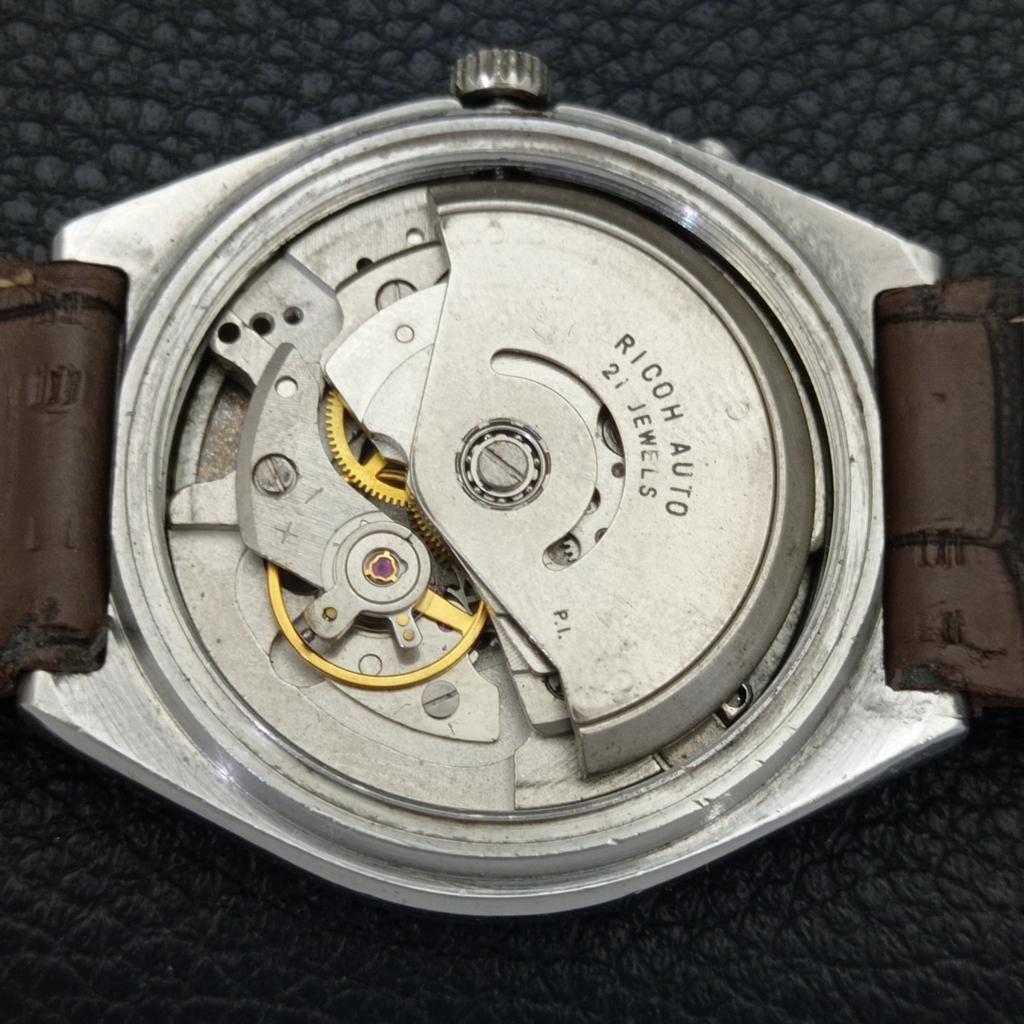 JAPAN VINTAGE RICOH R31 AUTOMATIC MENS SILVER COLOR DIAL WATCH a701949-5 R207-a701949