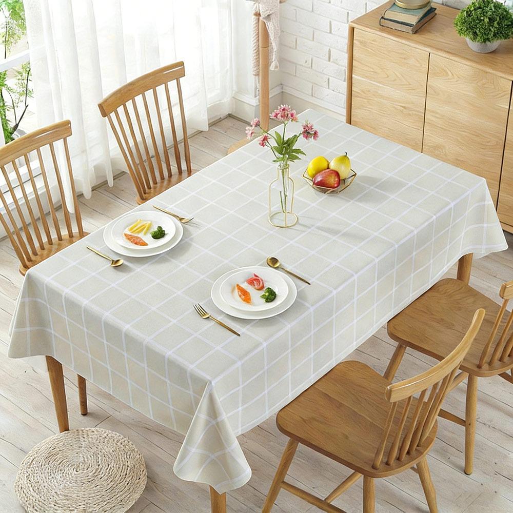 New 90x140cm Tablecloth Waterproof PVC Dining Table Colth Rectangula Oilproof Placemat бежевый