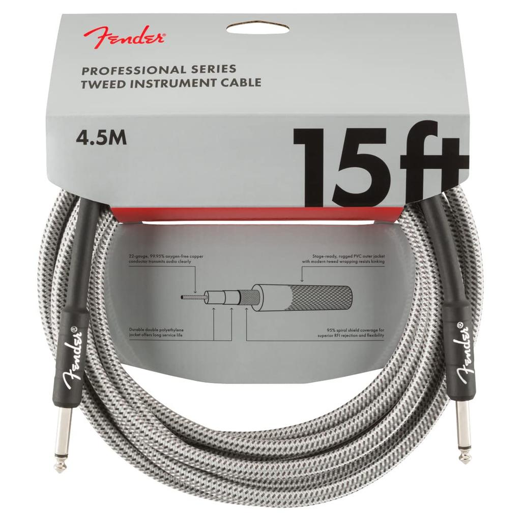 Fender Professional Series Instrument White Tweed Cable, 15',