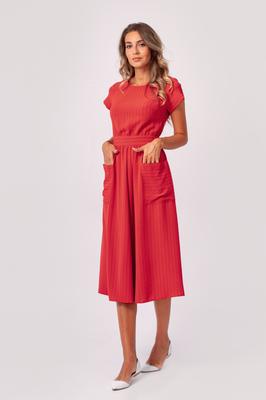 Striped Midi Dress with Pockets