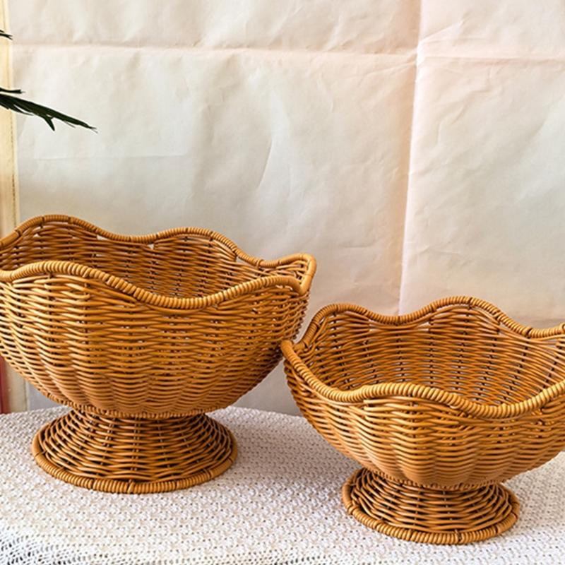 Elegante Cesto Frutta e Verdura Effetto Rattan Materiali PP Organizzatore Multiuso per Cucina con Design Floreale