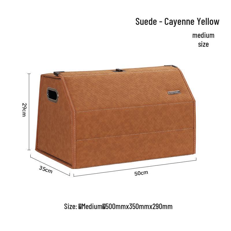 Großer Kofferraum-Organizer für das Auto, Leder mit Schafsfellmuster, Aufklappbares faltbares Design.