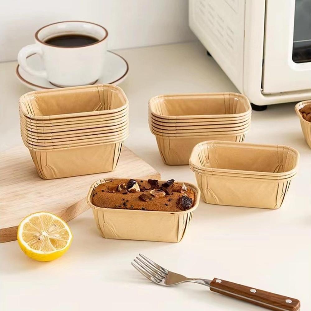 50Pcs  Loaf Cake Cases, Rectangular Greaseproof Paper Cupcake Liners, Greaseproof Paper Moulds for Baking Muffins Bread