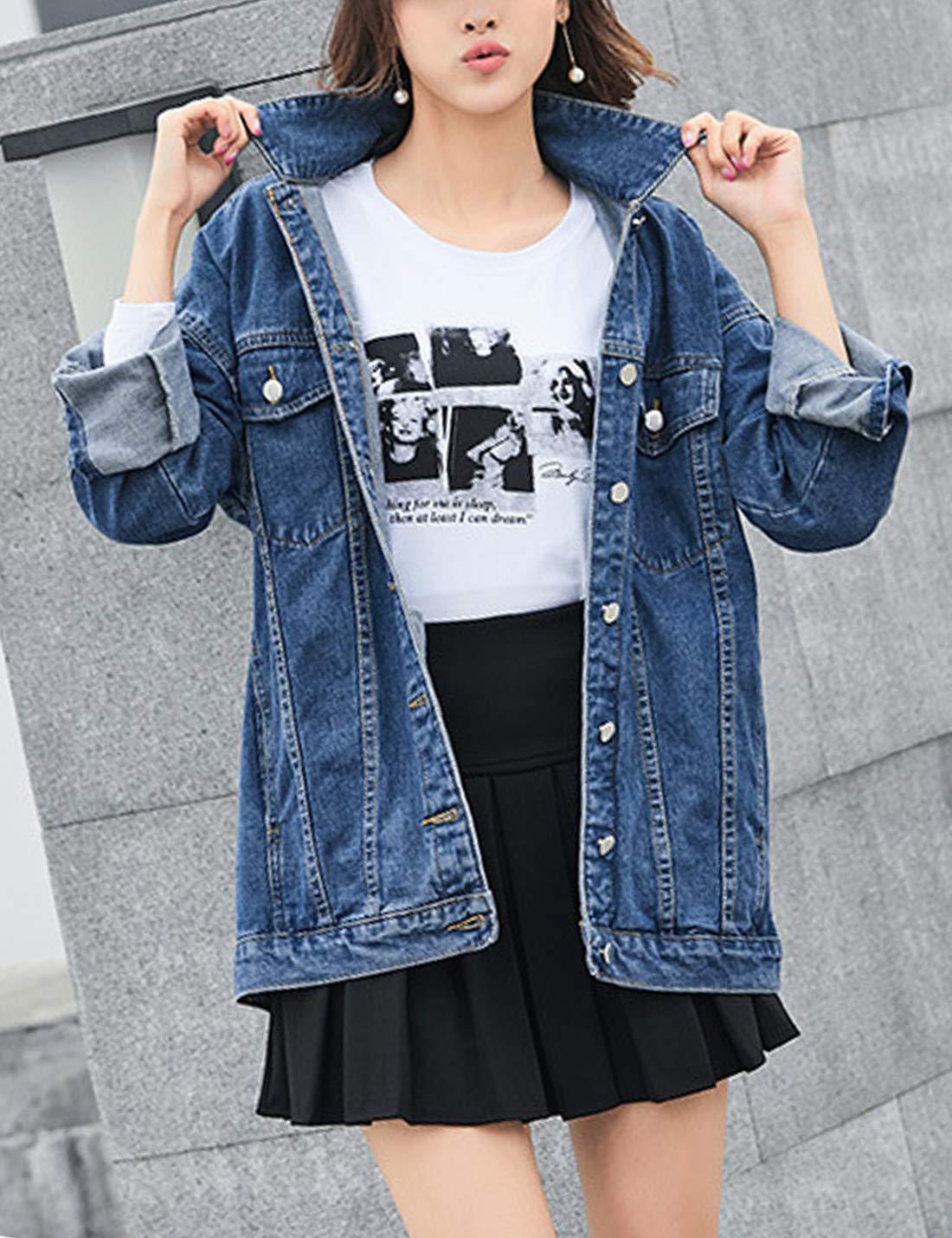 

Women s European and American Spring/Fall Long-Sleeved Denim Jacket XL синій