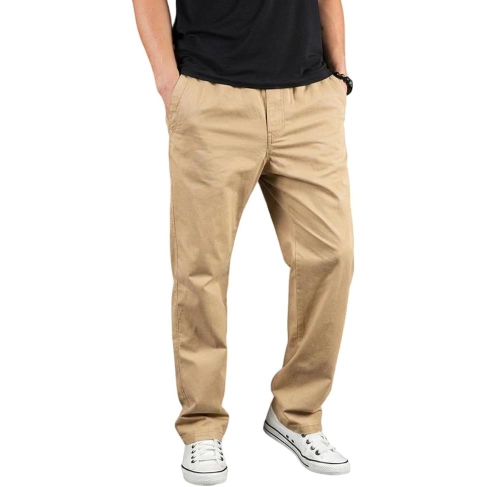 [Bobo & Hanhan] Men s Chino Pants, 100% Cotton, Large Size, Long Pants, Loose, Straight, Bottoms, Plain, Cotton, Easy Pants, Comfortable