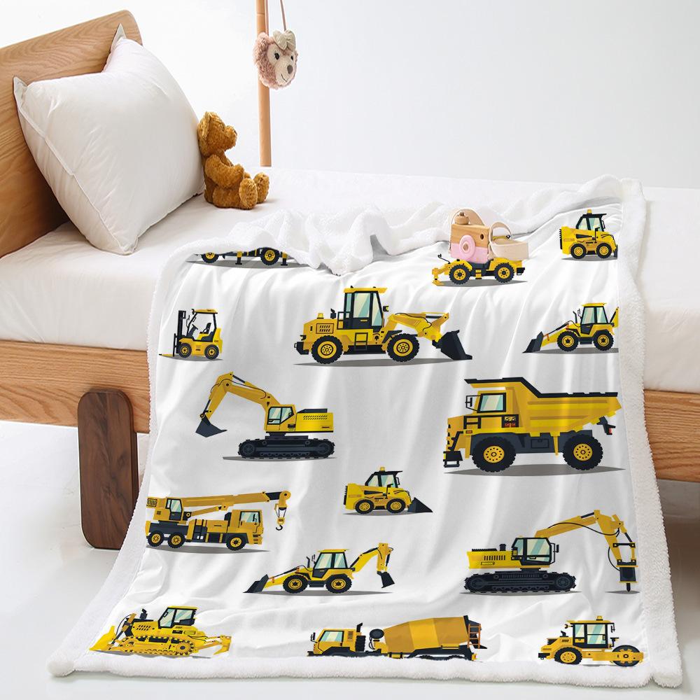 Cartoon Car Construction Car Lamb Fleece Crystal Fleece Children's Blanket Blanket